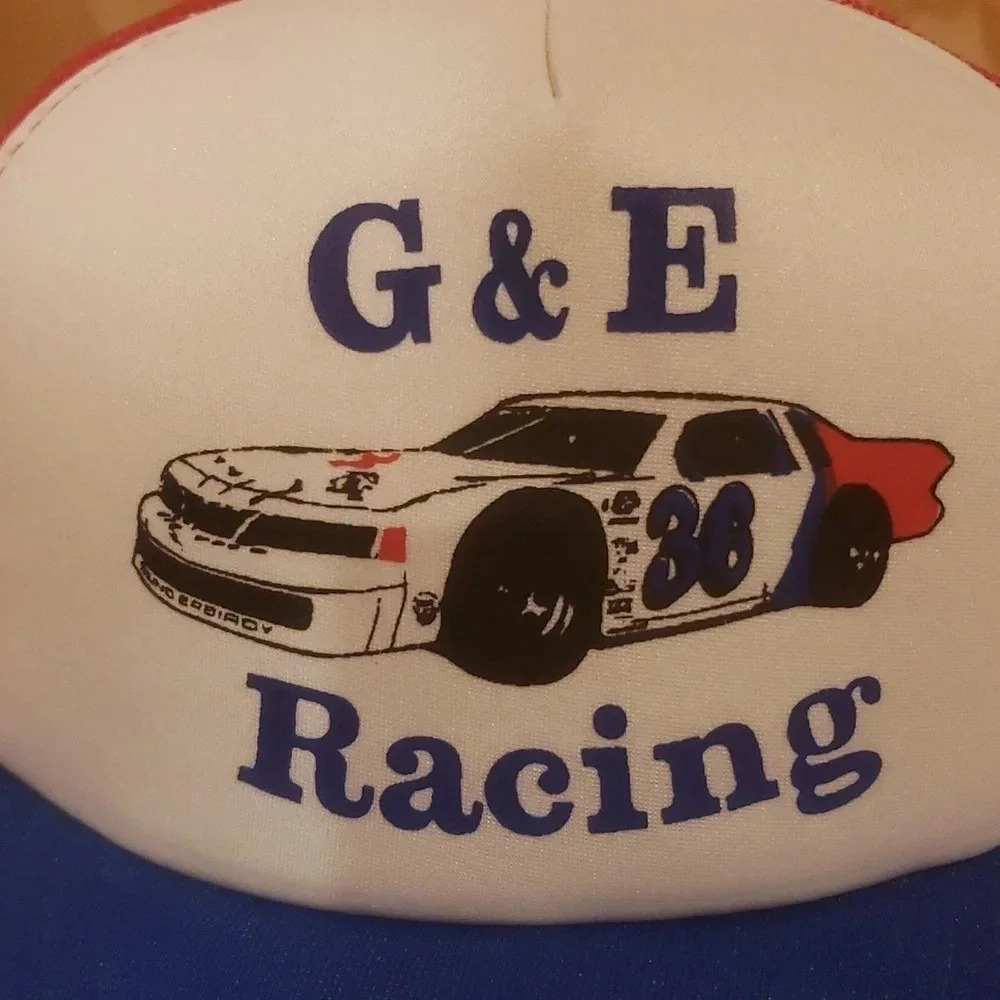 Vintage G & E Racing Mesh  Snapback Trucker Hat Blue/White/Red - Picture 4 of 6